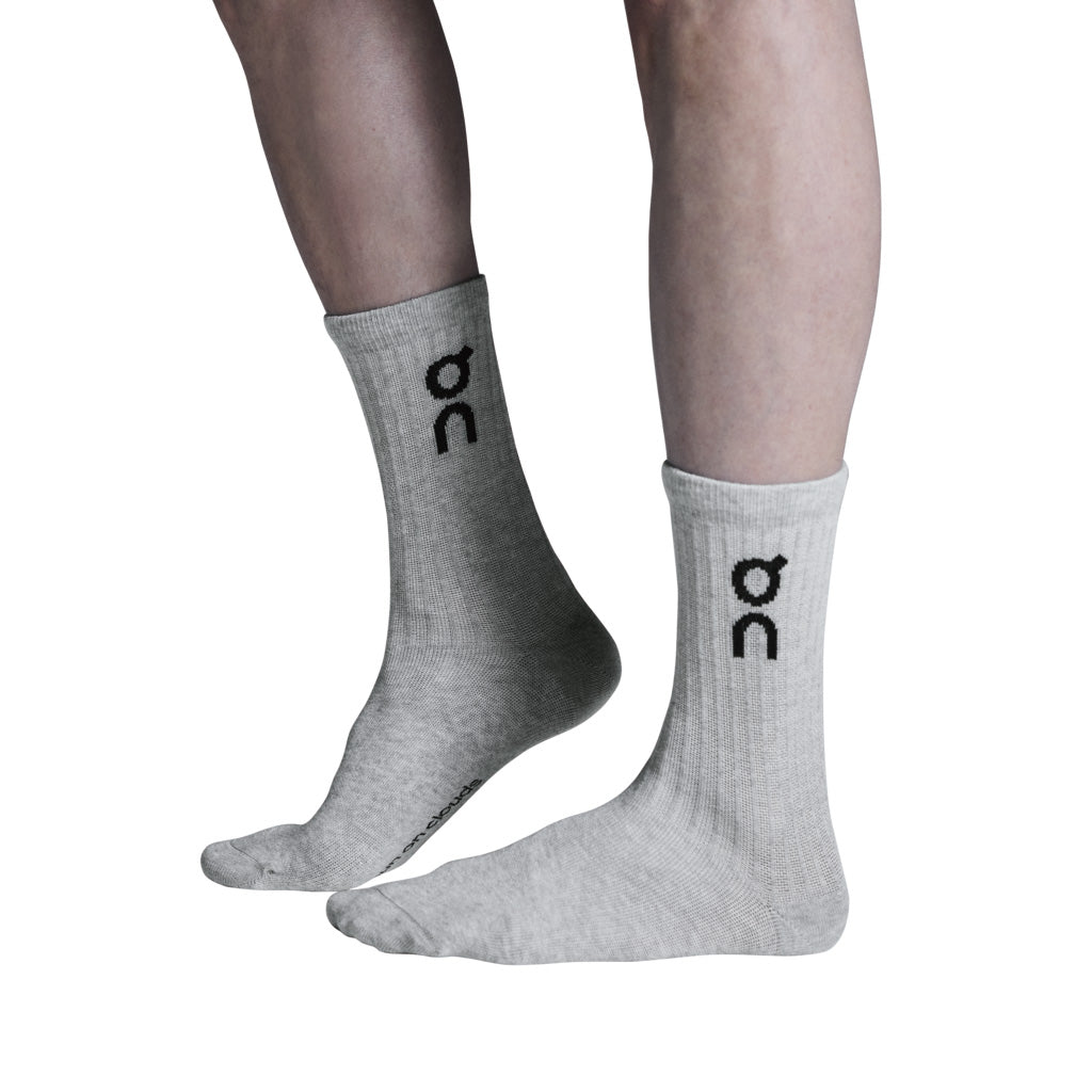 On Logo Sock High 3P - Heather Gray