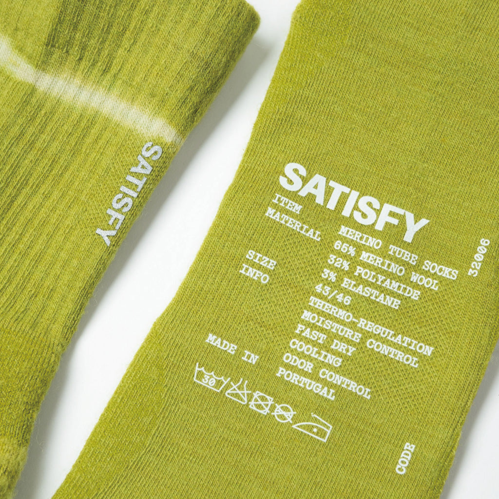 SATISFY Merino Tube Socks - Tie-Dye Grenoble Green