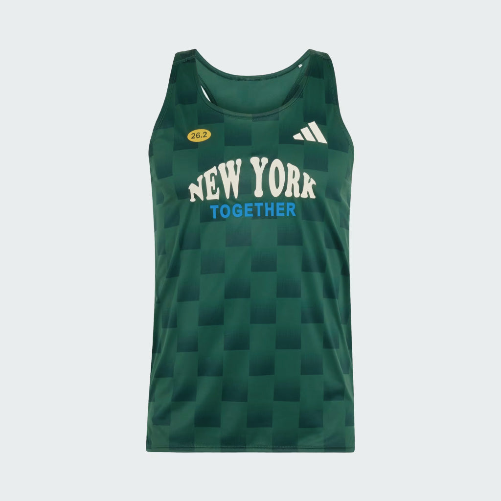 adidas Adizero NYC Running Singlet - Collegiate Green / Aurora Ivy (M)