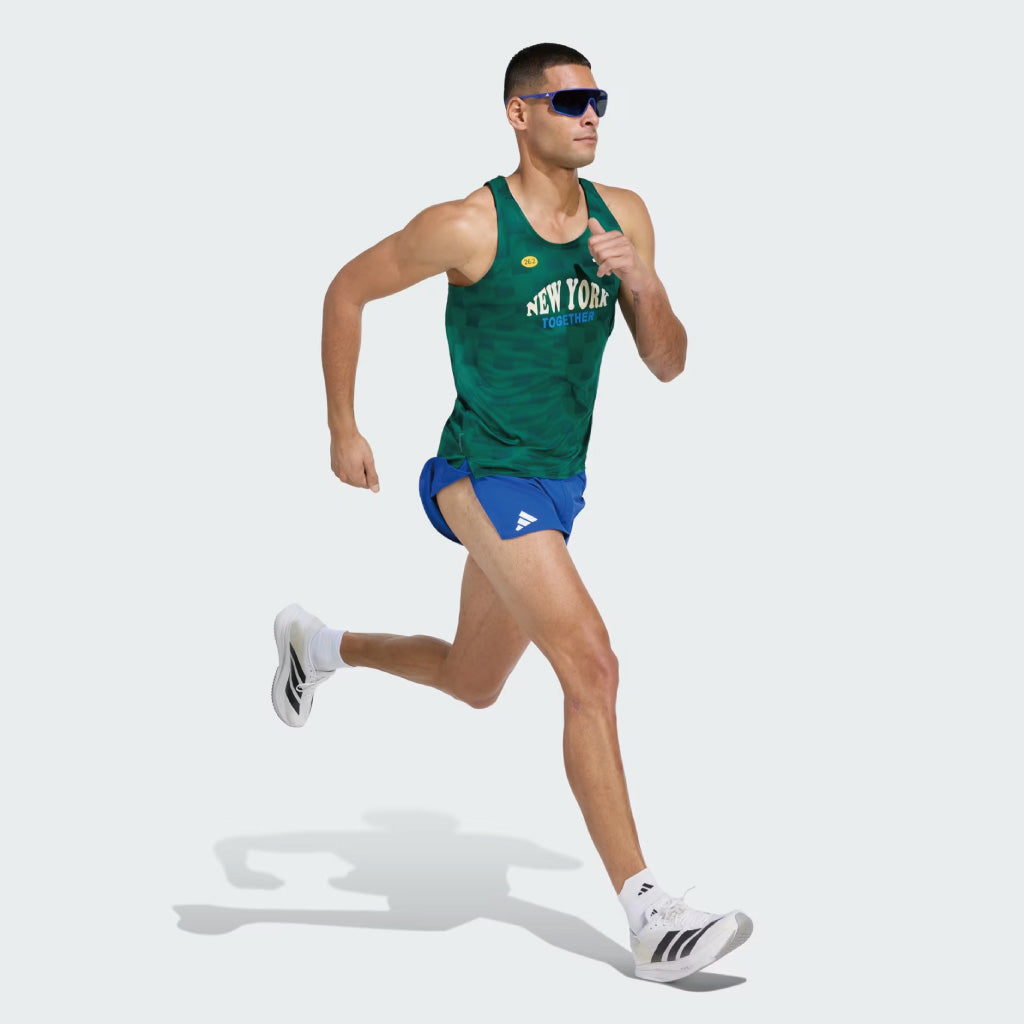 adidas Adizero NYC Running Singlet - Collegiate Green / Aurora Ivy (M)