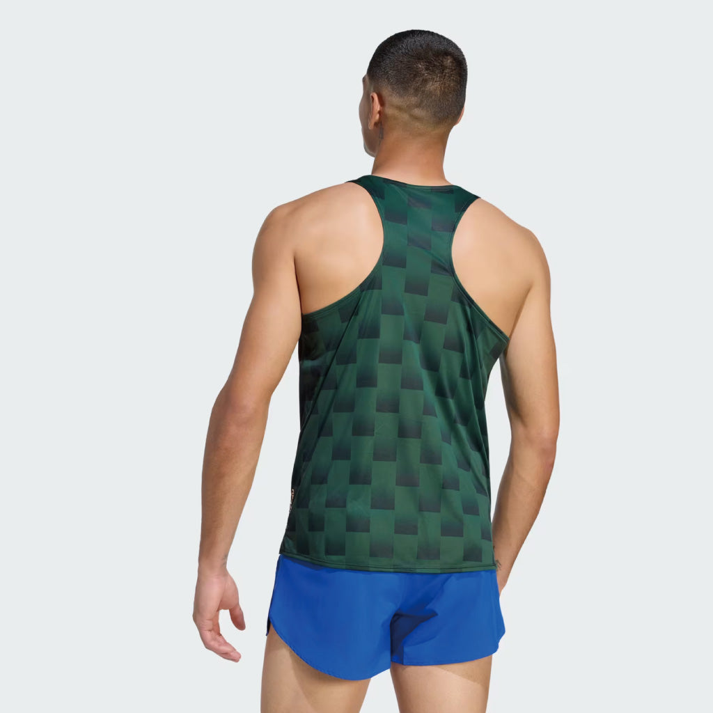 adidas Adizero NYC Running Singlet - Collegiate Green / Aurora Ivy (M)