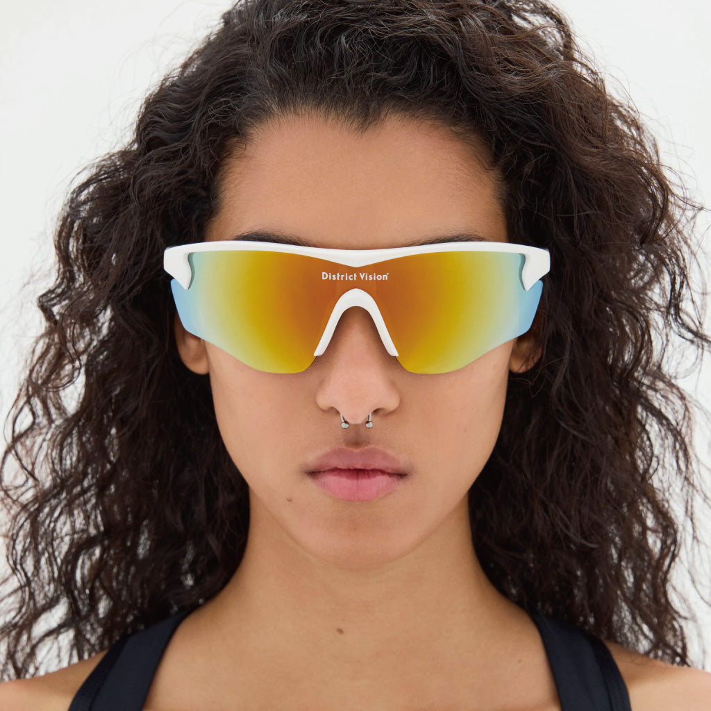 District Vision Junya Racer White D+ Amber Mirror