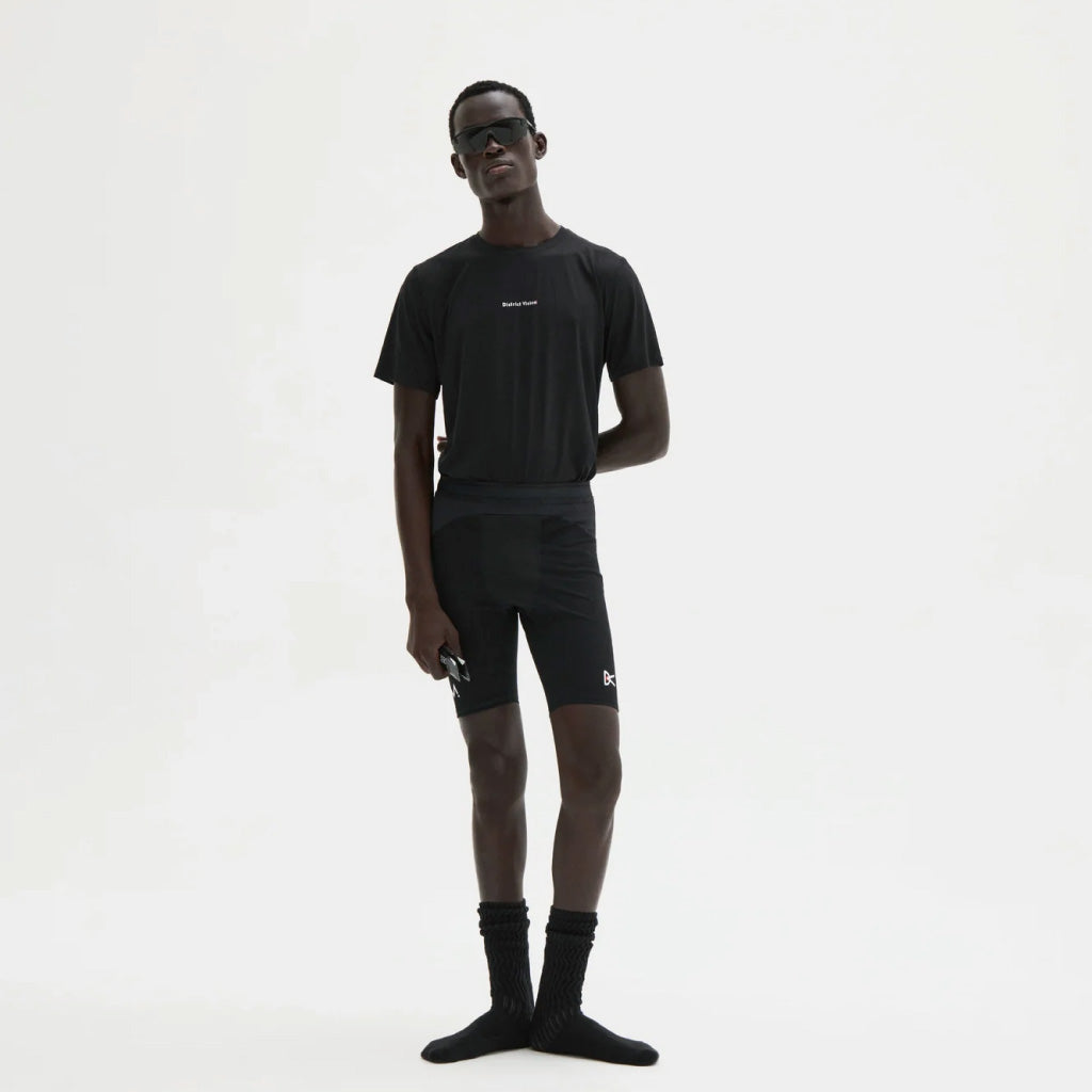 District Vision Ultralight Aloe Short Sleeve Tee - Black Wordmark (M)