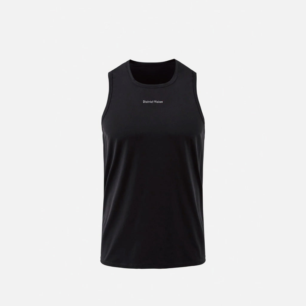 District Vision Ultralight Aloe Singlet - Black Wordmark (M)