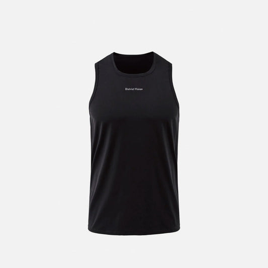 District Vision Ultralight Aloe Singlet - Black Wordmark (M)