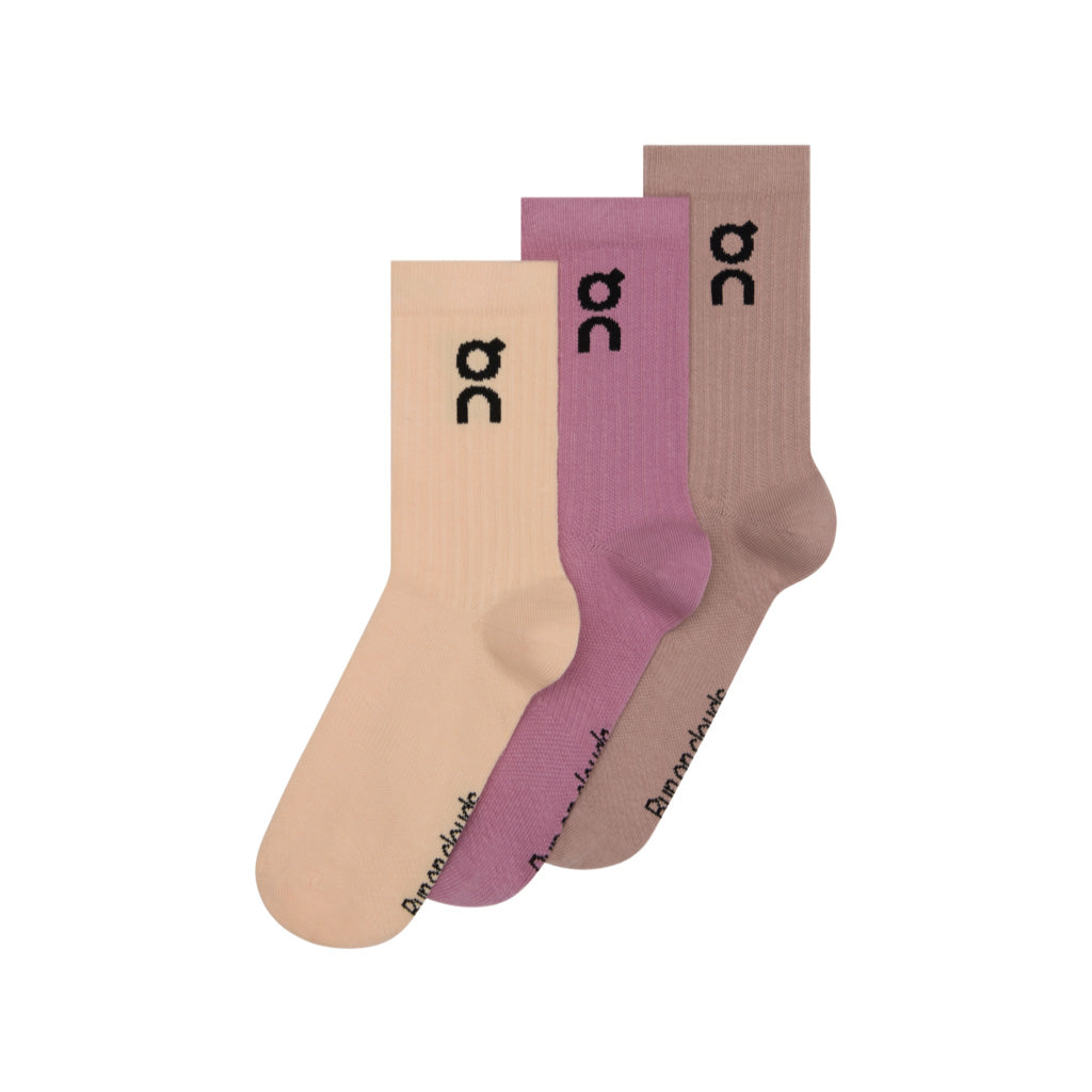 On Logo Sock High 3P - Sherbet / Rhodonite