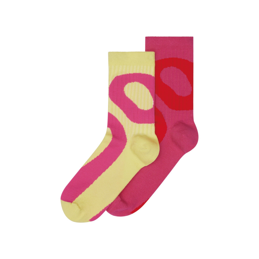On Liquid Logo Sock High 2P - Limelight / Pink