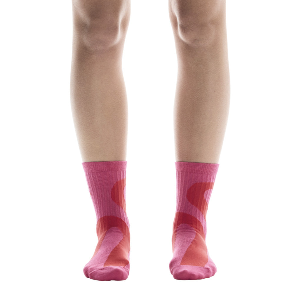 On Liquid Logo Sock High 2P - Limelight / Pink